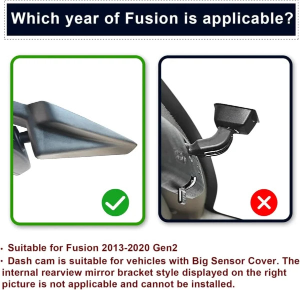 4K Dash Cam fit for Ford Fusion 2013-2020 Gen2, S SE SEL Titanium Accessories, UHD 2160P Video, WiFi & App, G-Sensor, Loop Recor - Image 2