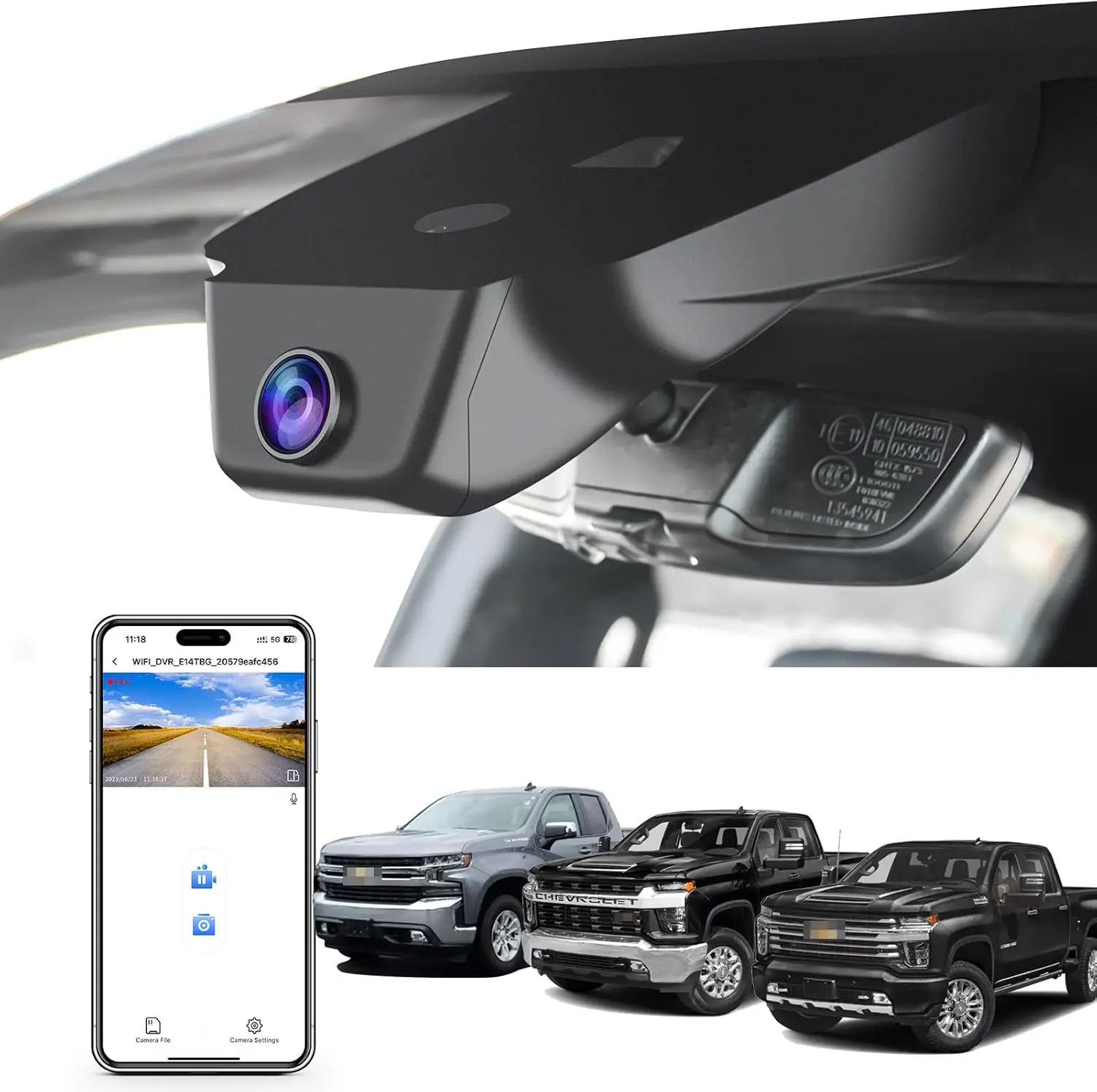 4K Dash Cam fit for Chevy Silverado 1500 2022-2025 2500 HD/3500 HD 2024 2025 (Model C),WT RST LTZ Custom Trail Boss High Country