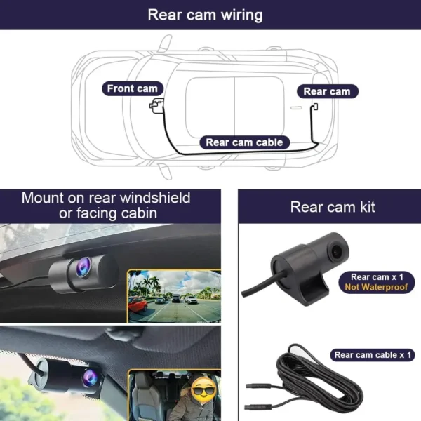 Used Front 4K+Rear 1080P Dash Cam Adapts for Ford Mustang Mach-E 2021-2025 GT Select Premium, OEM Style, Dual Loop Recording, Bu - Image 4