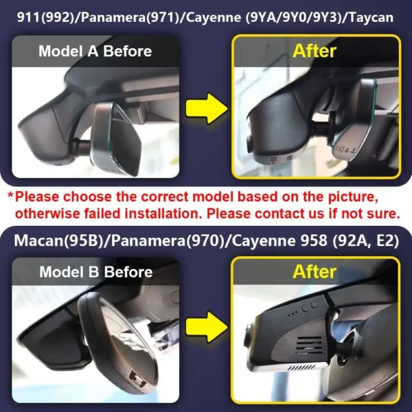 4K Dash Cam Suitable for Porsche Macan 95B Panamera 970 Cayenne 958 92A E2 (Model B), OEM Factory Look, 2160P UHD Video, Built-i - Image 3