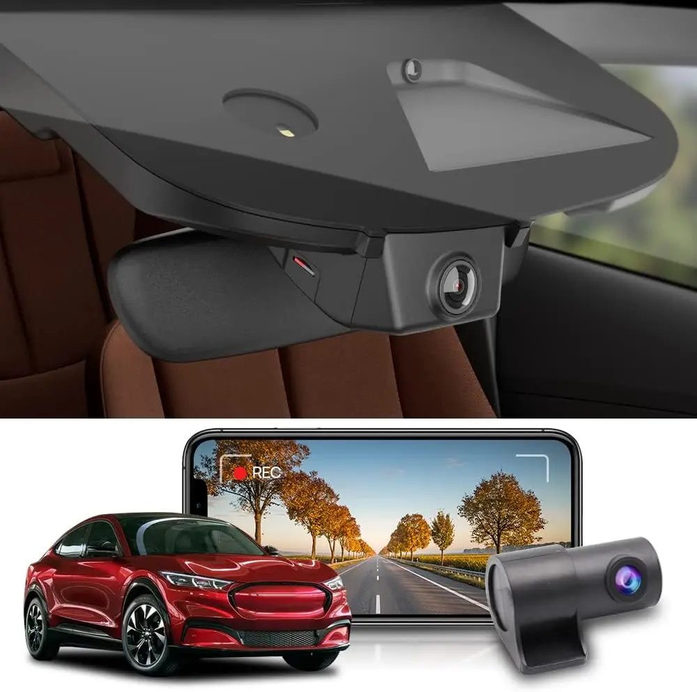 Used Front 4K+Rear 1080P Dash Cam Adapts for Ford Mustang Mach-E 2021-2025 GT Select Premium, OEM Style, Dual Loop Recording, Bu