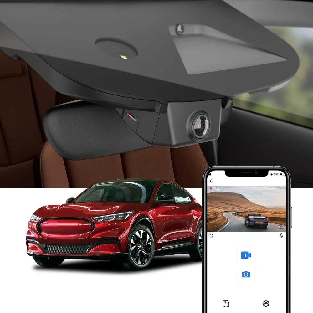 4K Dash Cam Suitable for Ford Mustang Mach-E 2021-2025 GT Select Premium, OEM Factory Look, 2160P UHD Video, Built-in WiFi & APP