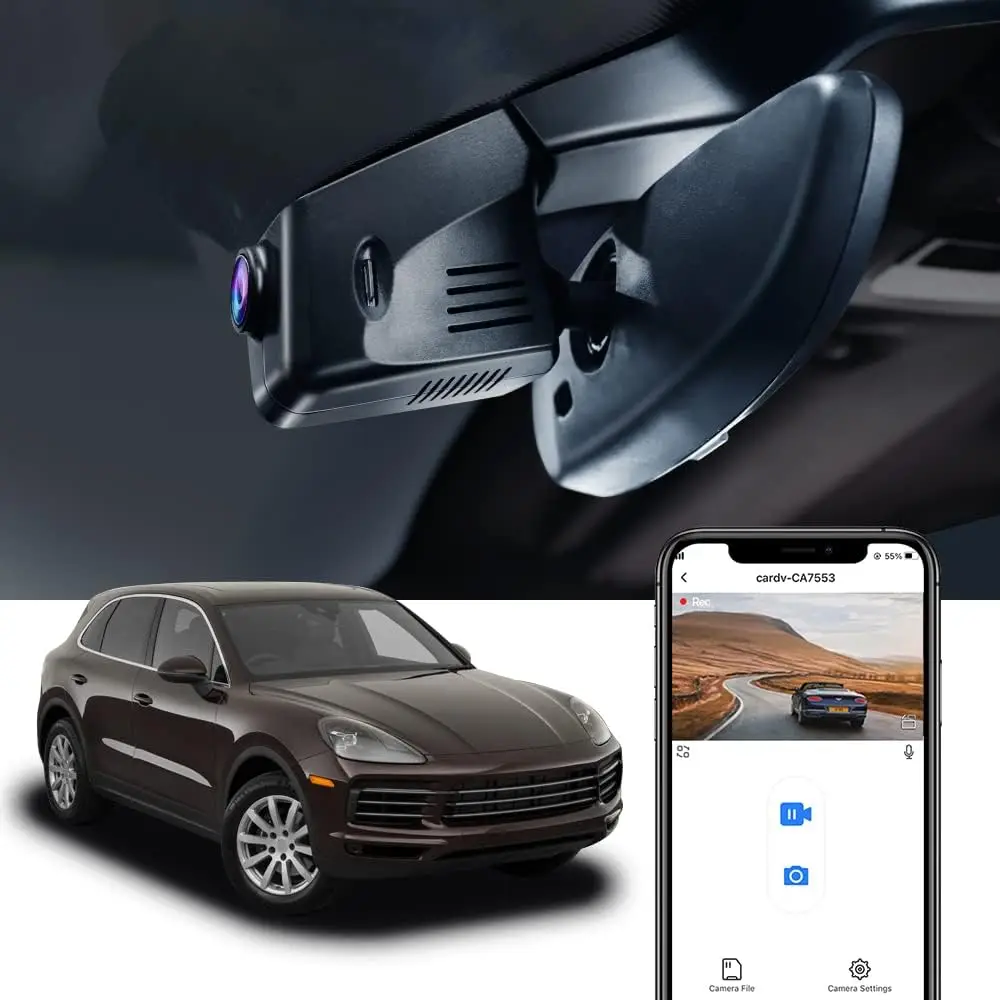 4K Dash Cam Suitable for Porsche Macan 95B Panamera 970 Cayenne 958 92A E2 (Model B), OEM Factory Look, 2160P UHD Video, Built-i